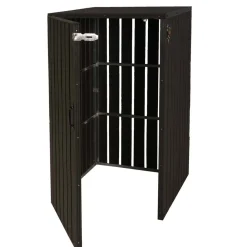 XL 1er-/2er-WPC-Mülltonnenverkleidung -J28, Mülltonnenbox, Metall Holzoptik, erweiterbar ~ anthrazit ^ MCW Best