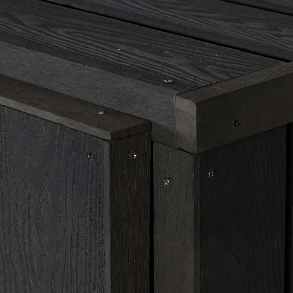 XL 2er-/4er-WPC-Mülltonnenverkleidung -J28, Premium Mülltonnenbox, Metall Holzoptik, erweiterbar ~ anthrazit ^ MCW New