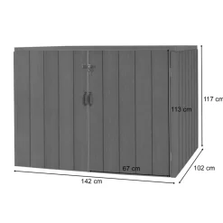 XL 2er-/4er-WPC-Mülltonnenverkleidung -J28, Premium Mülltonnenbox, Metall Holzoptik, erweiterbar ~ anthrazit ^ MCW New
