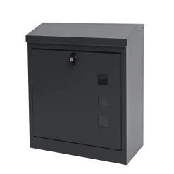 XXL Briefkasten -H26, Firmenbriefkasten Postkasten, abschließbar pulverbeschichtet 52x44x25cm ~ anthrazit-schwarz ^ MCW Discount