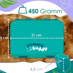 yummy buddy Kinder Brotdose 6 Fächern Klick-Verschluss BPA-Frei Petrol ^ Ecosa Hot