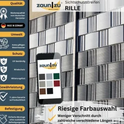 zaun|zu® Sichtschutzstreifen Rille PP für Doppelstabmatten Zaun 26m Grün
