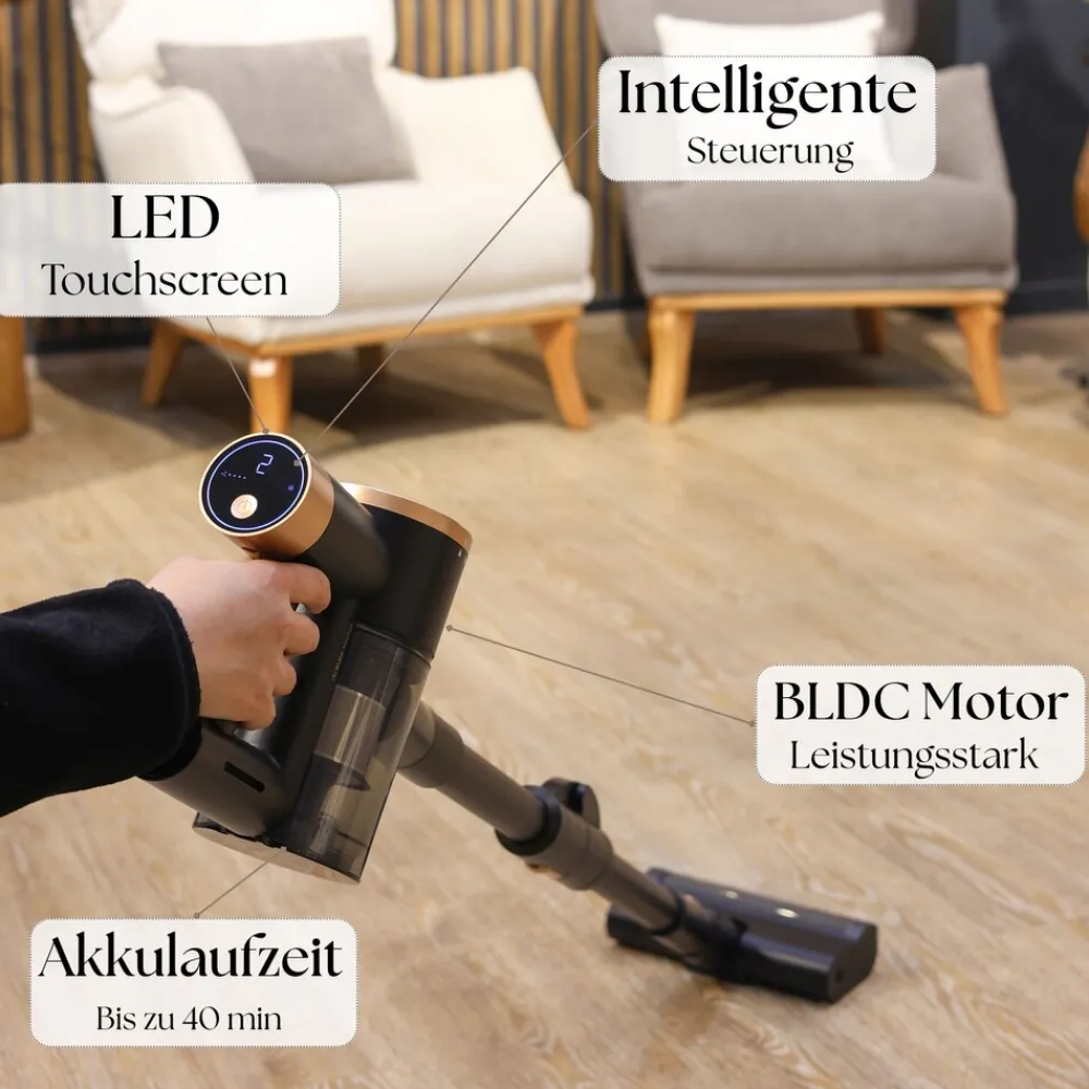 Kabelloser Akku Staubsauger LED Display HEPA Filter 18 kPa ^ Zilan New