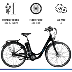 Zündapp Green 2.7 E Bike Damenfahrrad 28 Zoll 150 - 175 cm mit 3 Gang Nabenschaltung Rücktritt Pedelec Hollandrad Citybike Nabenmotor grau Clearance