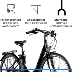 Zündapp Green 2.7 E Bike Damenfahrrad 28 Zoll 150 - 175 cm mit 3 Gang Nabenschaltung Rücktritt Pedelec Hollandrad Citybike Nabenmotor grau Clearance