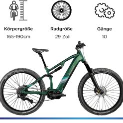 X1000 E Bike Mountainbike Fully 29 Zoll 10 Gänge Pedelec Herren 165 - 190 cm Elektrofahrrad 730Wh ^ Zündapp