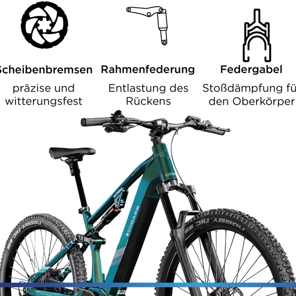 X1000 E Bike Mountainbike Fully 29 Zoll 10 Gänge Pedelec Herren 165 - 190 cm Elektrofahrrad 730Wh ^ Zündapp