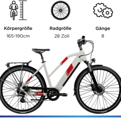 Zündapp Z810 E Bike Damen Trekkingrad ab 165 cm Elektrofahrrad 550 Wh Pedelec Trekking Rad Fahrrad mit 8 Gang und Beleuchtung StVZO türkisblau New