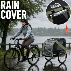 zoomundo Hundeanhänger Fahrradanhänger für Hunde - in Matcha Grün/Schwarz - Silver Frame Clearance