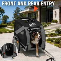 zoomundo Hundeanhänger Fahrradanhänger für Hunde - in Dunkelgrau/Schwarz - Silver Frame Outlet